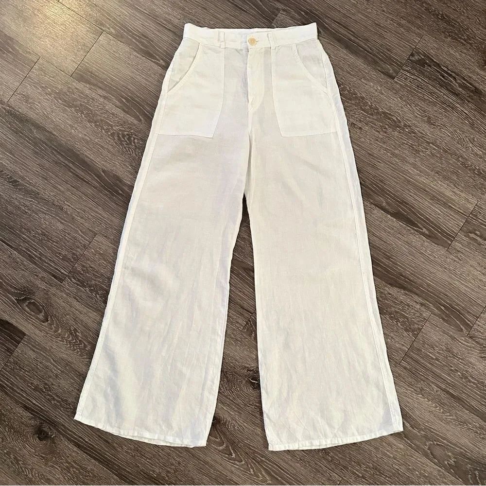 Enza Costa Linen High Waist Wide Leg Pants